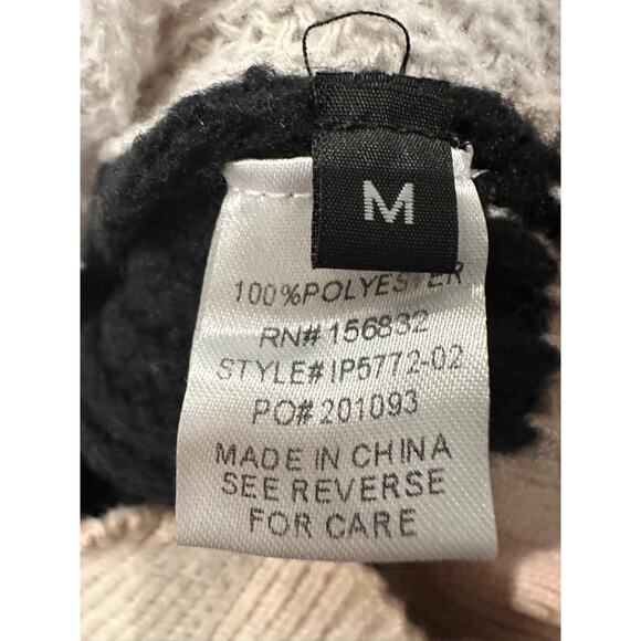 Bestto – Leopard Print Knit Sweater with Denim Sleeves – Size Medium - Picture 3 of 4